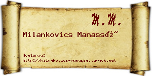 Milankovics Manassé névjegykártya